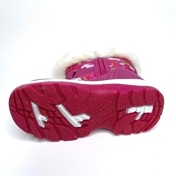 𝅺NEW Adorababy Pink Unicorn Faux Fur Snowflake Strap Boots US 9 Toddler - Picture 6 of 6